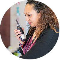 Faculty using Motorola Solutions Two way radio