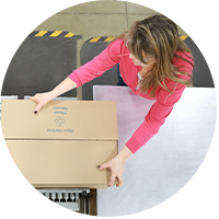 woman packaging materials